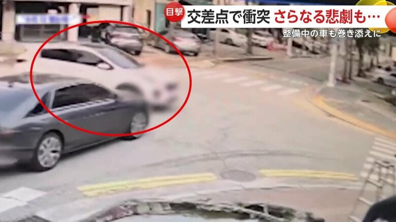 2台の車が二重事故を起こす瞬間（韓国・高陽市）②
