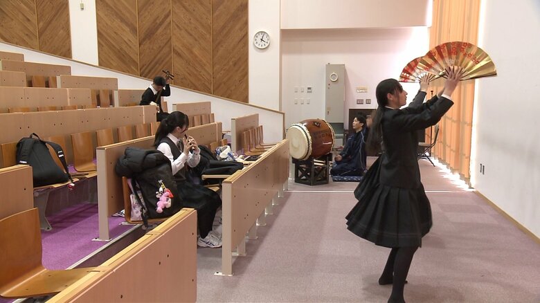 角館高校（秋田・仙北市）飾山囃子部の練習の様子
