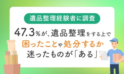 【遺品整理経験者に調査】47.3%が、遺品整理をする上で困ったことや処分するか迷ったものが「ある」
