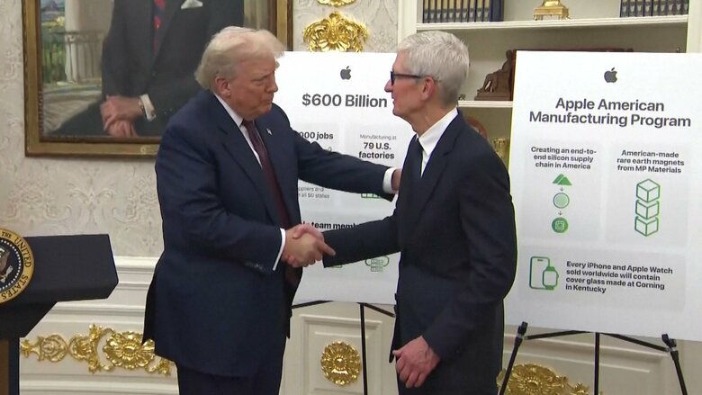 トランプ大統領、アップルが1000億ドル追加投資と発表　アメリカ国内生産拡大へ｜FNNプライムオンライン
