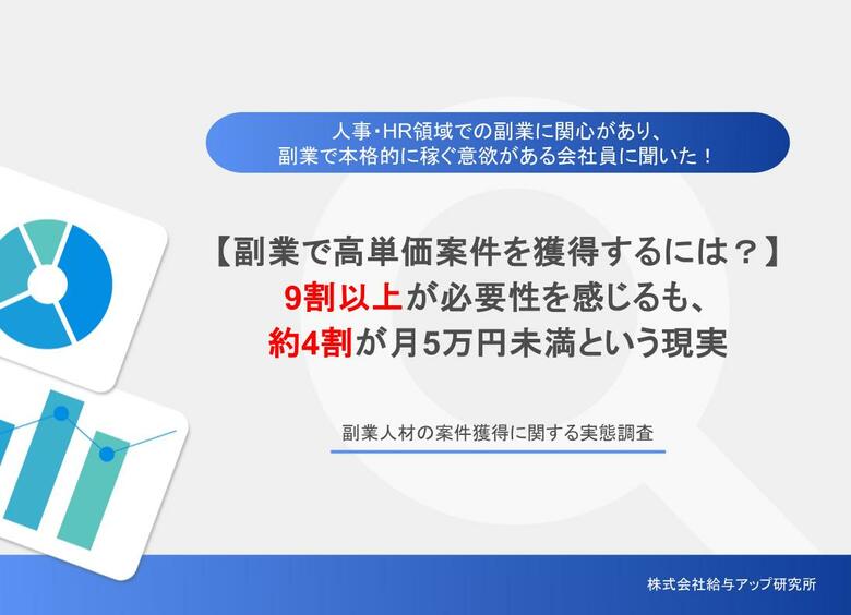 【副業で“月5万円の壁”を越えられない理由】91.9％が高単価案件に難しさ──副業人材の分岐点とは