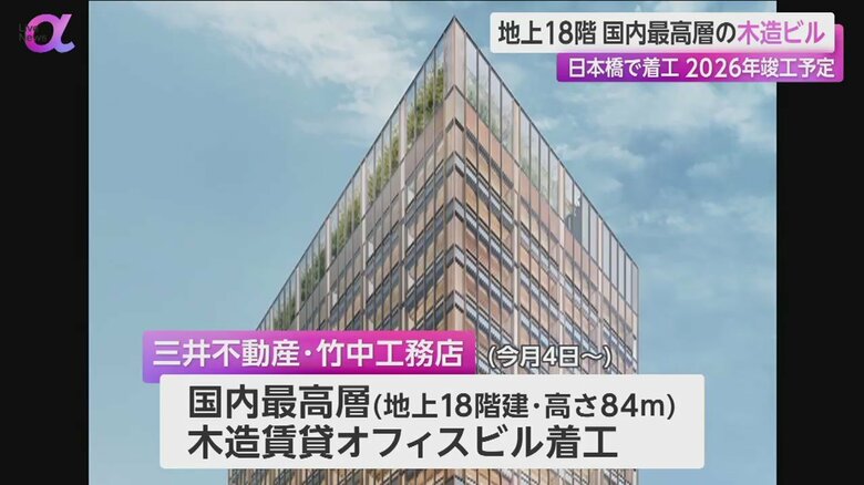 東京・日本橋で建設工事が始まった日本で最も高い木造賃貸オフィスビル