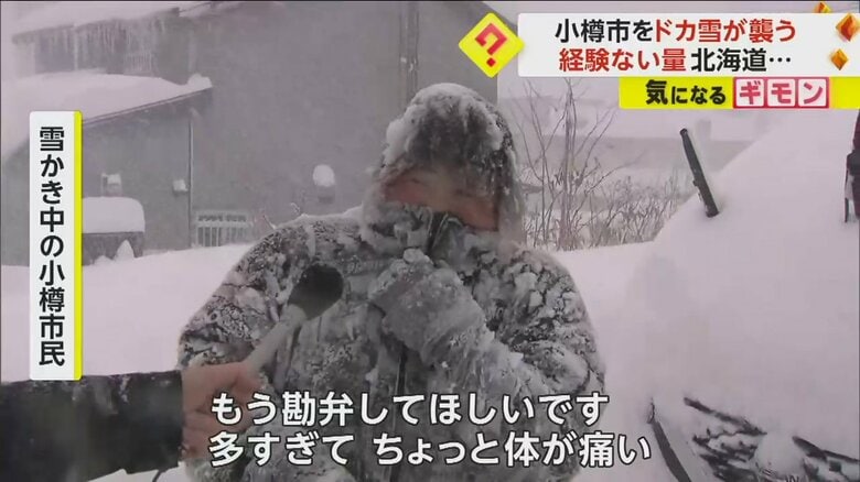「もう勘弁してほしい」と話す雪かき中の小樽市民