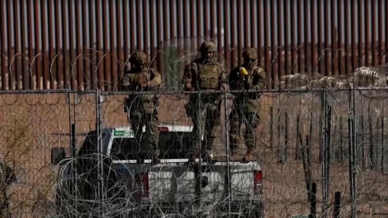 メキシコとの国境を警備するアメリカ兵（2024年12月）