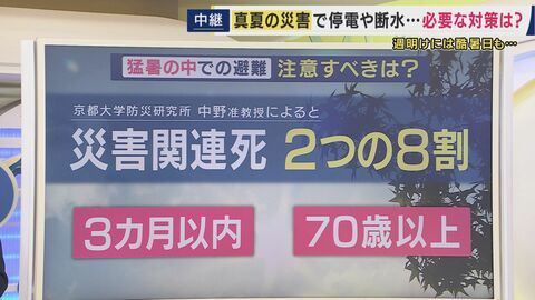 【解説】停電・猛暑・断水　真夏の“災害関連死”をどう防ぐか　過去の震災では「地震発生から3カ月以内に約8割の人が死亡」厳しい現実も