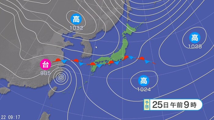 天気図　25日午前9時予想