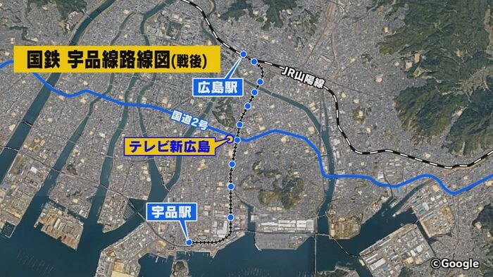 戦後の「国鉄宇品線」の線路図