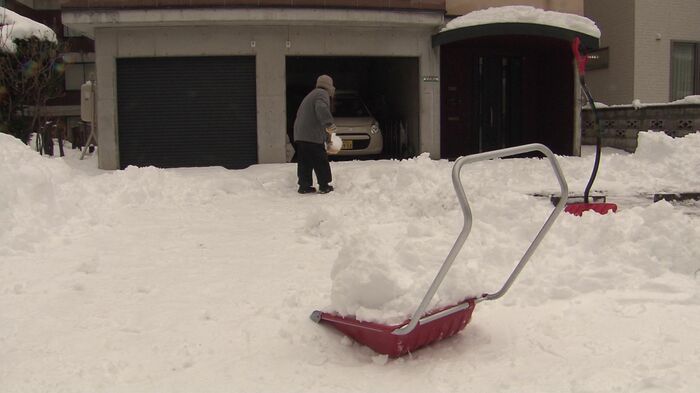 湿った重い雪で雪かきも一苦労