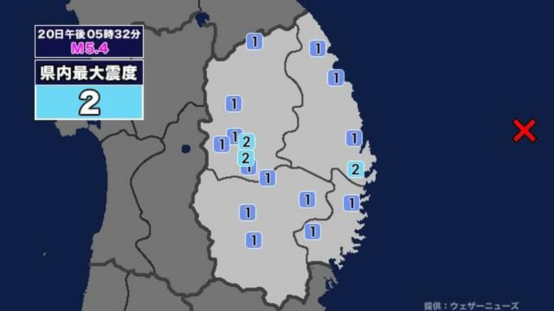 【地震】岩手県内で震度2 三陸沖を震源とする最大震度2の地震が発生 津波警報等発表中｜FNNプライムオンライン