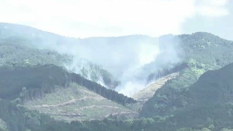 通報から7時間たつも鎮火せず　久留米市の耳納連山で山火事　ヘリコプターが上空から消火活動　「林野火災注意報」発令中　福岡｜FNNプライムオンライン