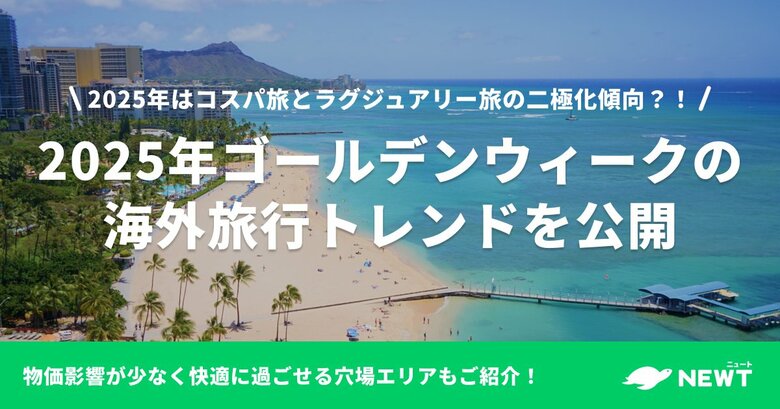 旅行アプリ『NEWT（ニュート）』、2025年ゴールデンウィークの海外旅行トレンドを発表