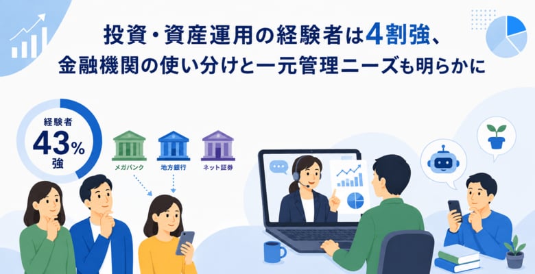 投資・資産運用の経験者は4割強、金融機関の使い分けと一元管理ニーズも明らかに