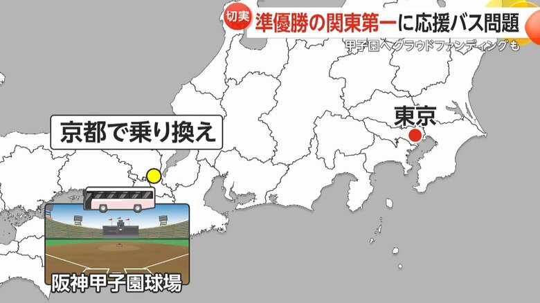 関東第一の応援バスは京都で乗り換える必要があったという