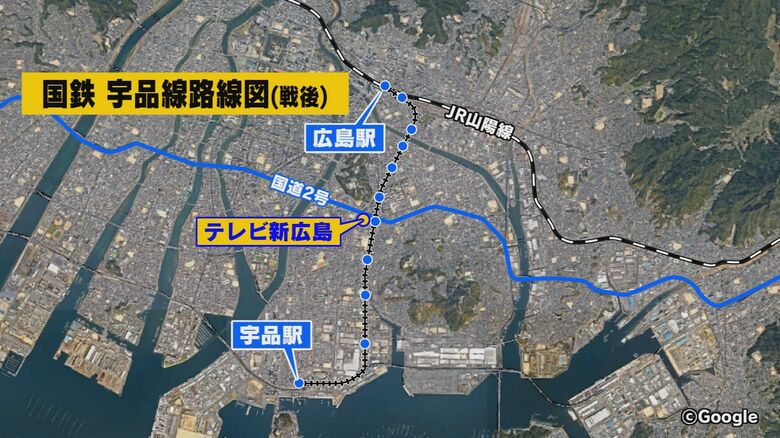戦後の「国鉄宇品線」の線路図