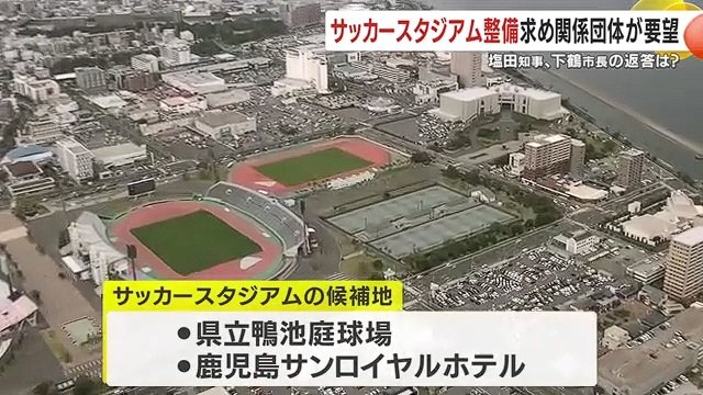 新スタジアム候補地上空（鹿児島市与次郎）