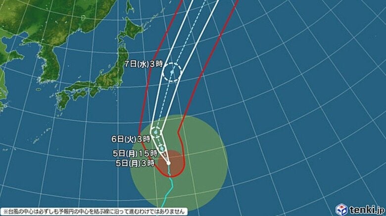 台風27号の進路予想図　日本気象協会 tenki.jpより