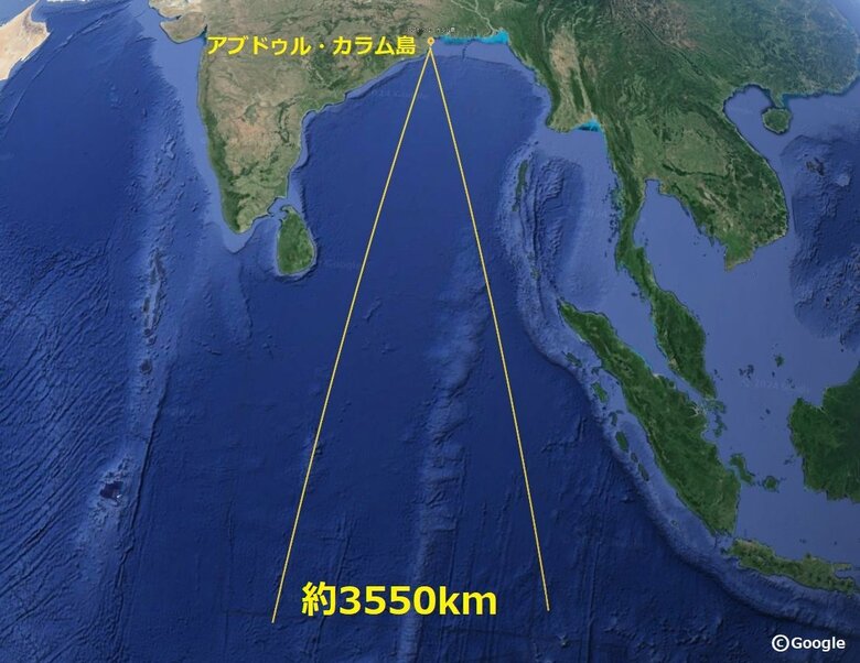 インドは3月11日から16日にかけて南へ約3550kmのエリアにNOTAMを出した。