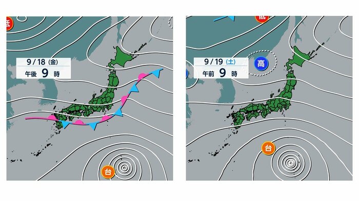 秋雨前線19日以降は天気図上で確認しづらくなる予想