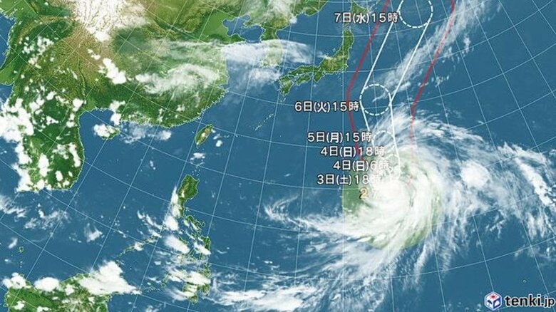 【台風情報】大型で強い台風27号の進路予想 非常に強い勢力で5~6日頃に小笠原諸島に接近する恐れ 5日には中心気圧925hPa予想 千葉県など関東の沿岸部では風が強まり、雨が降りそう|FNNプライムオンライン