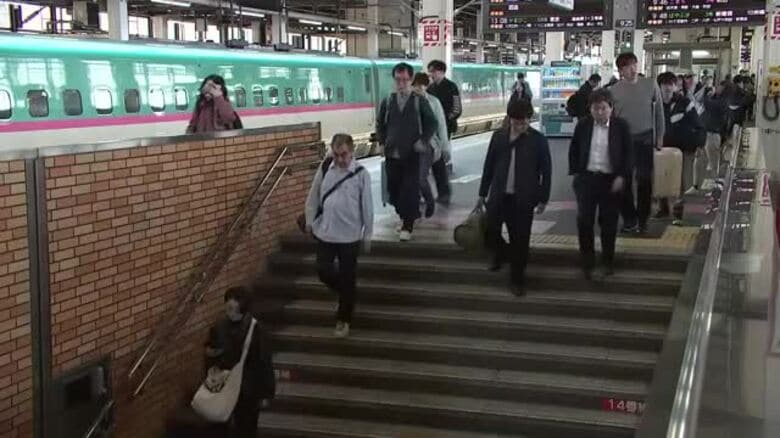 東北新幹線 下りの混雑ピーク　ＧＷ後半スタート　岩手県盛岡市｜FNNプライムオンライン