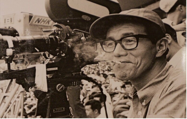 市川崑監督 1964年東京五輪にて（資料提供：崑プロ）