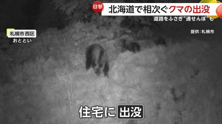 住宅の防犯カメラにクマの姿（4日、札幌市）