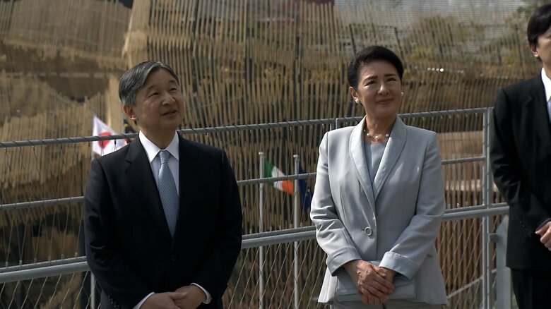 大屋根リングを視察される両陛下（2025年4月11日）