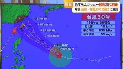 20日もムシっと・・・最高28℃前後　今週 前線・台風30号の動きに注意【佐賀県】