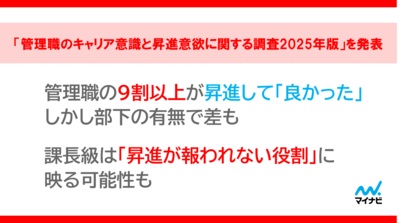 マイナビ、「管理職のキャリア意識と昇進意欲に関する調査2025年版」を発表