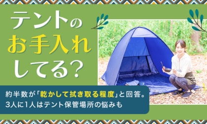 【テントのお手入れしてる？】約半数が「乾かして拭き取る程度」と回答。3人に1人はテント保管場所の悩みも