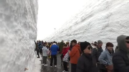 立山黒部アルペンルートが全線開通　雪の壁は例年より4メートル低くても「圧巻」の声