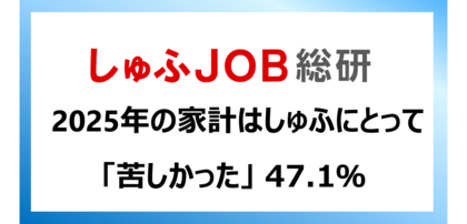 仕事と家庭の両立を希望する主婦・主夫層にとって2025年の家計は「苦しかった」47.1％