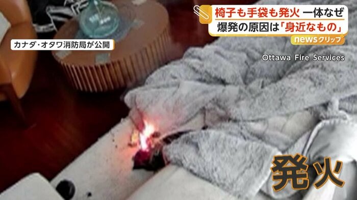 犬がいたあたりのソファから発火した瞬間