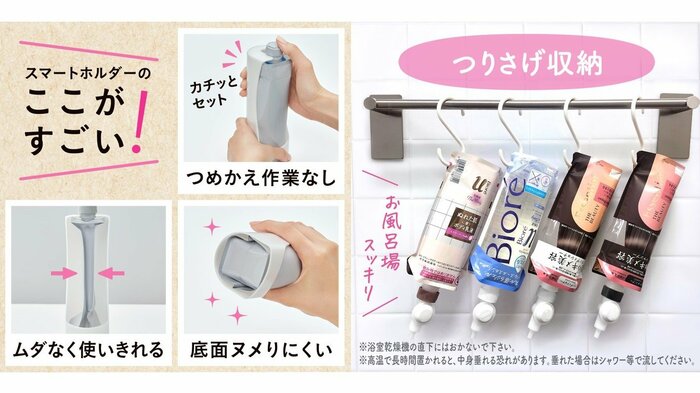 スマートホルダー(左)、らくらくスイッチ(提供:花王)