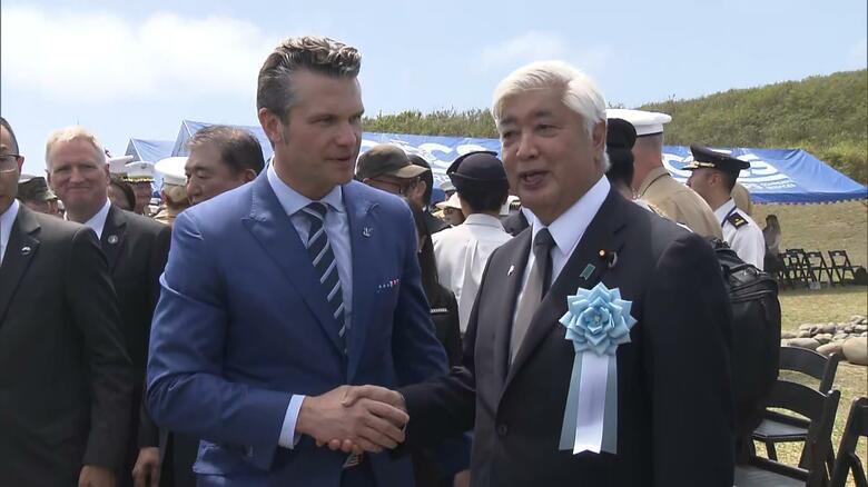太平洋戦争の激戦地・硫黄島で中谷防衛相とヘグセス米国防長官が初対面　30日に日米防衛相会談｜FNNプライムオンライン