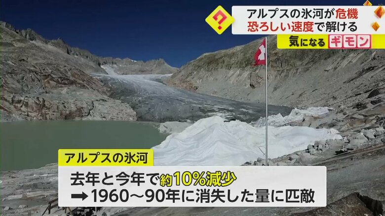 2022年と2023年で約10％が減少したという、アルプスの氷河