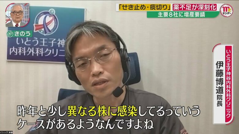 現在、同じA型のインフルエンザウイルスであるH1とH3の2つが同時流行しているという