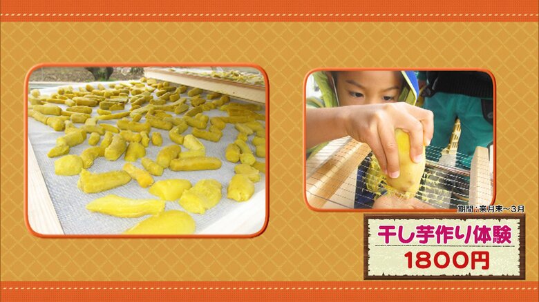 干し芋作り体験　1800円　※期間：11月末～3月