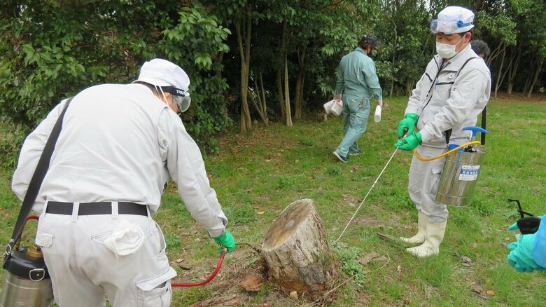 伊丹市では薬剤散布作業も行っている（提供：伊丹市）