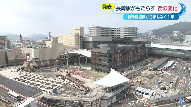 工事中の長崎駅前の様子
