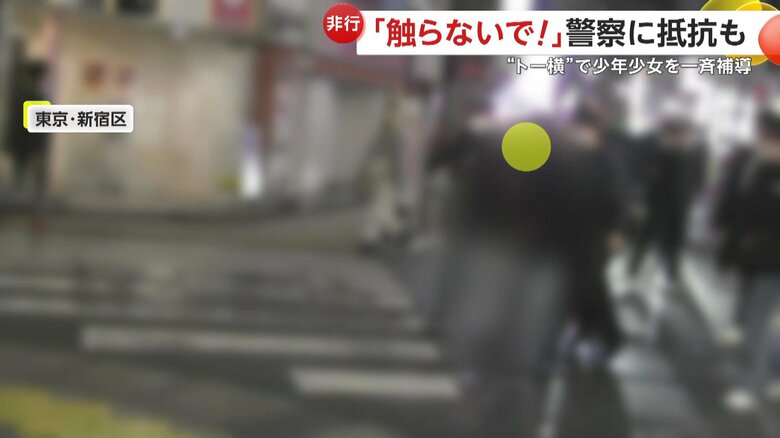 両脇を2人の捜査員に抑えられ、たしなめられつつ補導されていった少女