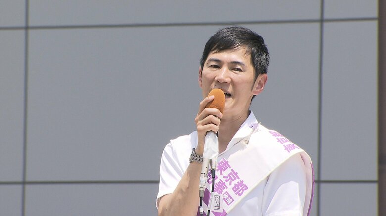 文京区役所前での演説（7月3日）