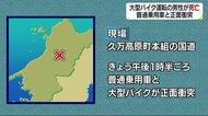 普通乗用車と大型バイクが正面衝突…ツーリング中の男性が死亡【愛媛】