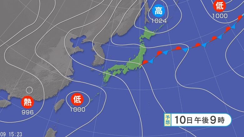 【大雨情報】関東甲信地方と東北地方では10日夜遅くにかけて「大雨」の恐れ　24時間予想降水量は関東甲信地方120ミリ、東北地方100ミリ（10日午後6時まで　多い所で）｜FNNプライムオンライン