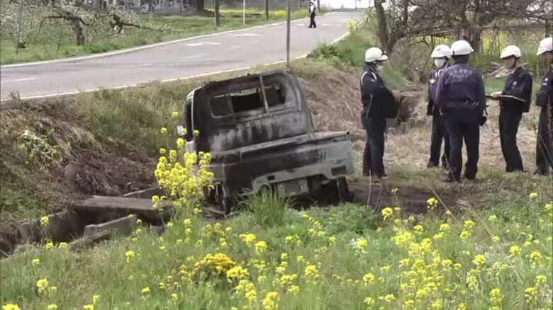 会津美里町で軽トラックが道路わきに突っ込み全焼　乗っていた70代男性が心肺停止で病院に搬送　福島　｜FNNプライムオンライン