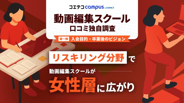 リスキリング分野で動画編集スクールが女性層に広がり、スクール学習を通じて「副業志向」が倍増【GMOメディア】