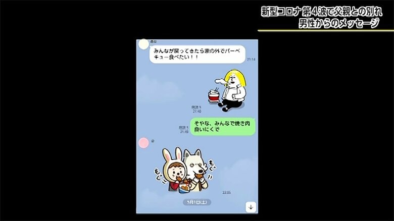 家族とのLINEのやりとり