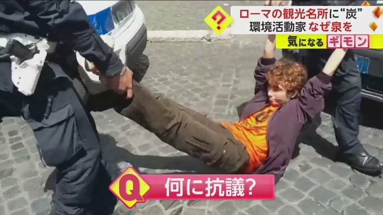 警察に連れて行かれる環境活動家