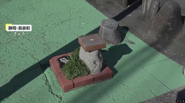 小さい四角いスペースの中に、緑の植栽とベンチが一つだけ置かれていた小さな公園