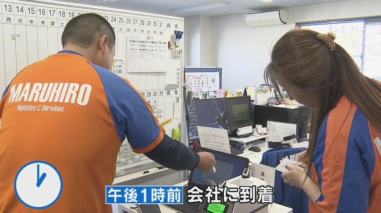 会社に到着　業務終了
